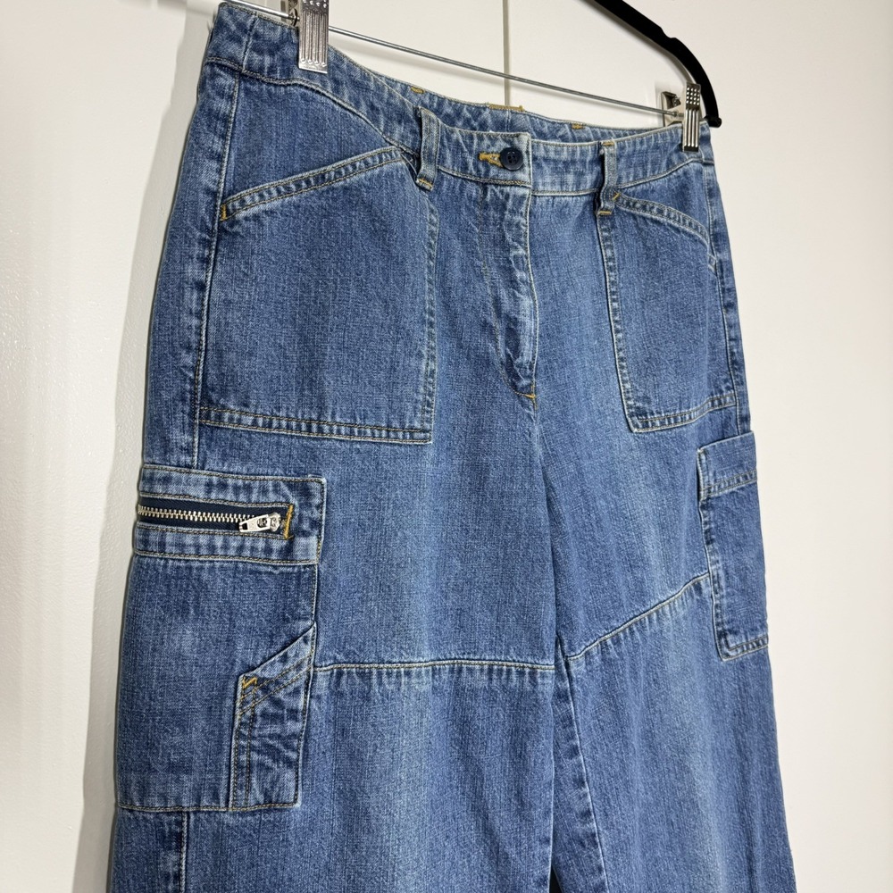 Jones New York Sport Capri Jeans sz 30 Medium Wash Stretch Wide Leg Classic EUC - Picture 2 of 14